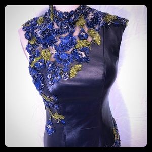 couture gorgeous dress real lamb skin high Quality